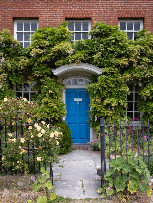 A close-up view of the front entrance of a brick-built house in Purley, featuring a maroon front door with a brass letterbox and door knocker, bordered by white decorative trim and a transom window ab